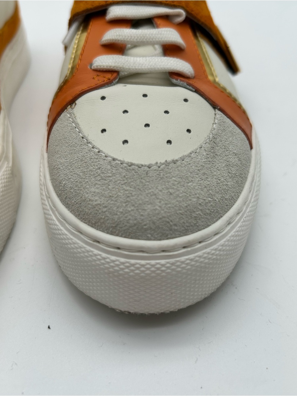 Giuseppe Zanotti Zenas Orange, White & Gold Leather Sneakers size 37 - Picture 4 of 11
